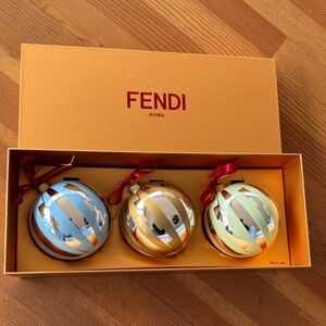 Fendi Festive Ornament Trio - Blue, Gold, Green
